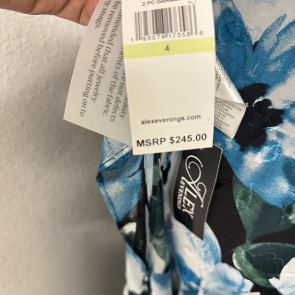 Alex Evenings Blue & Teal Floral Maxi Dress with Shawl - Picture 9 of 10